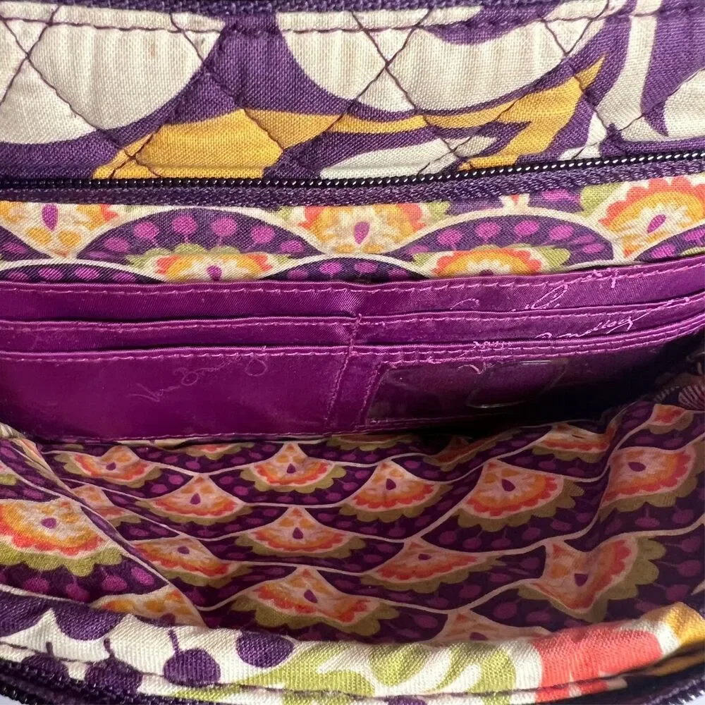 Vera Bradley Crossbody Bag Plum Crazy Pattern Quilted Purse Purple Floral Boho